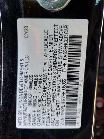 19XFL1H77PE005965 - 2023 HONDA CIVIC EXL შავი ფოტო 12