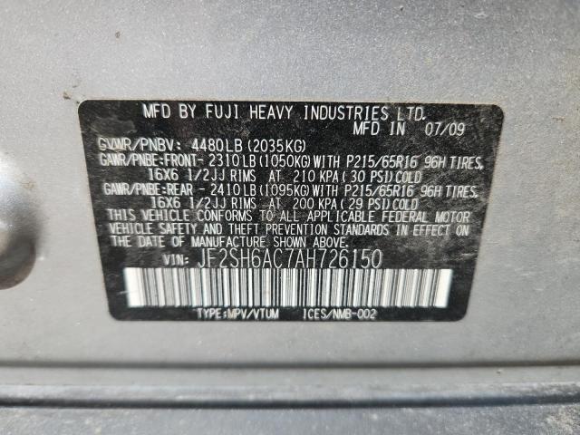 JF2SH6AC7AH726150 - 2010 SUBARU FORESTER 2.5X Gümüş foto 13