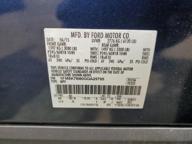 1FM5K7B80GGA25795 - 2016 FORD EXPLORER BLUE photo 13