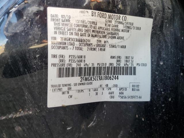 2FMGK5CC9ABB06244 - 2010 FORD FLEX SEL 黑色 照片 14