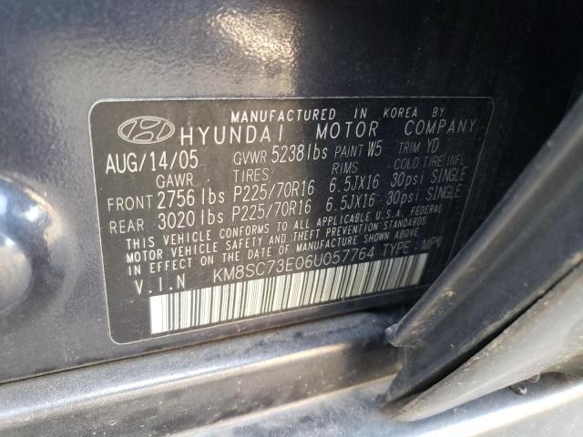 KM8SC73E06U057764 - 2006 HYUNDAI SANTA FE GLS CHARCOAL photo 13