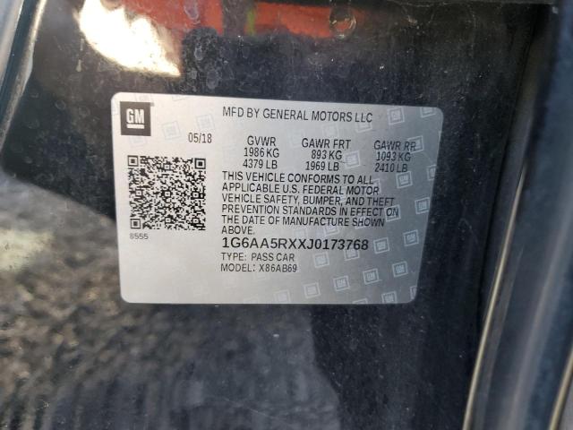 1G6AA5RXXJ0173768 - 2018 CADILLAC ATS BLACK photo 12