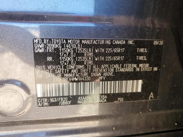 2T3F1RFV4MW144330 - 2021 TOYOTA RAV4 LE GRAY photo 13