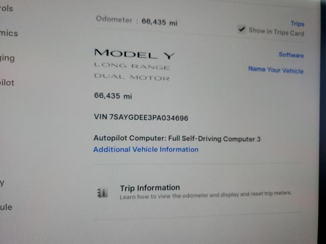 7SAYGDEE3PA034696 - 2023 TESLA MODEL Y თეთრი ფოტო 9