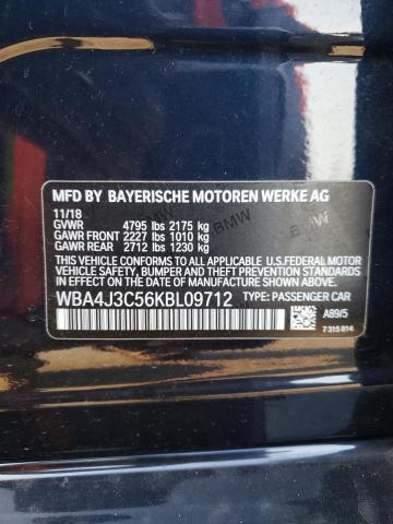 WBA4J3C56KBL09712 - 2019 BMW 430XI GRAN COUPE BLACK photo 12
