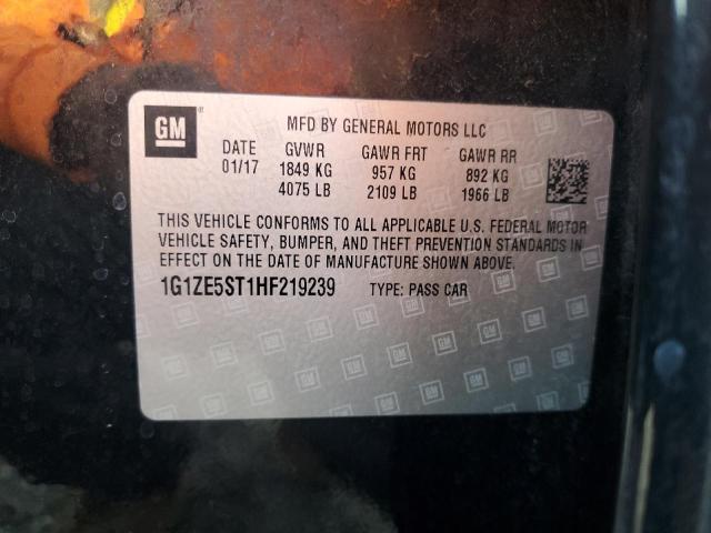 1G1ZE5ST1HF219239 - 2017 CHEVROLET MALIBU LT BLACK photo 12