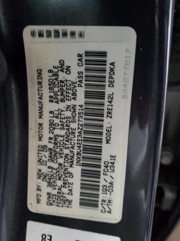 1NXBU4EE3AZ273514 - 2010 TOYOTA COROLLA BASE ნაცრისფერი ფოტო 12