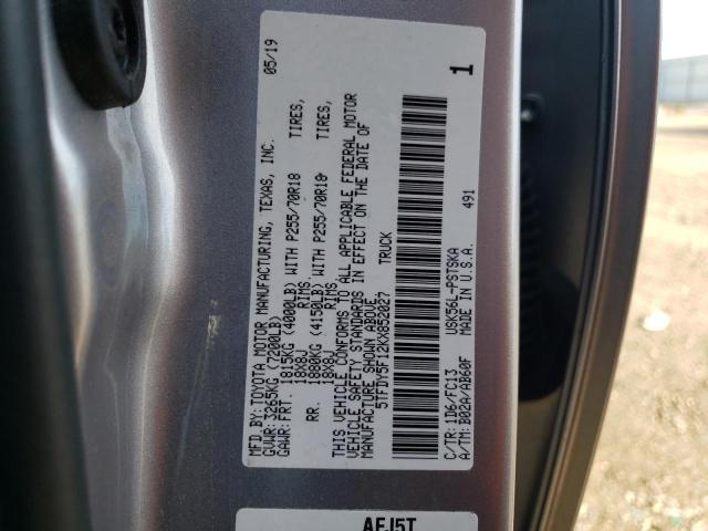 5TFDY5F12KX852027 - 2019 TOYOTA TUNDRA CREWMAX SR5 SILVER photo 13