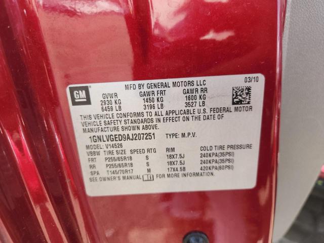 1GNLVGED9AJ207251 - 2010 CHEVROLET TRAVERSE LT RED photo 14