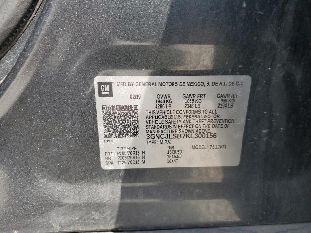 3GNCJLSB7KL300156 - 2019 CHEVROLET TRAX 1LT 灰色 照片 13