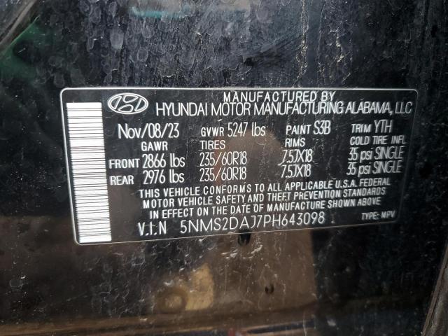 5NMS2DAJ7PH643098 - 2023 HYUNDAI SANTA FE SEL Schwarz Foto 14