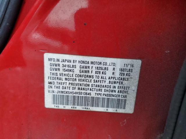 JHMGK5H54HS013645 - 2017 HONDA FIT LX 红色 照片 12