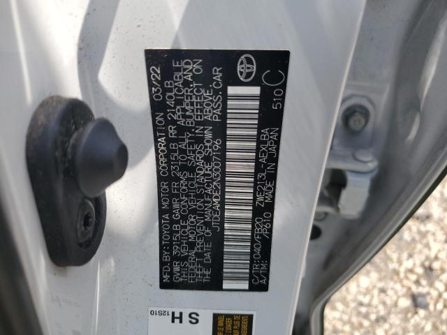 JTDEAMDE2N3007196 - 2022 TOYOTA COROLLA LE WHITE photo 13