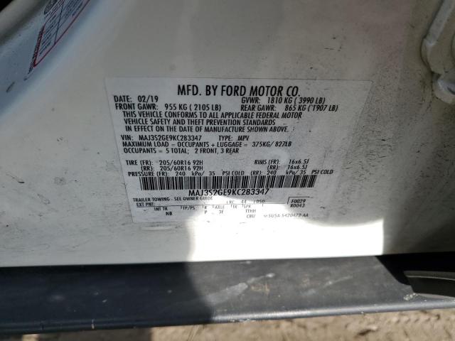 MAJ3S2GE9KC283347 - 2019 FORD ECOSPORT SE WHITE photo 13