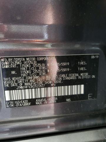 JTMN1RFV3KD522837 - 2019 TOYOTA RAV4 LIMITED GRAY photo 13