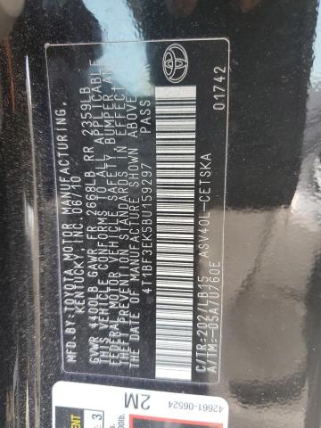 4T1BF3EK5BU159297 - 2011 TOYOTA CAMRY BASE BLACK photo 12