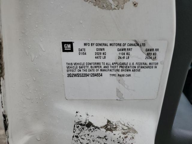 2G2WS522841284654 - 2004 PONTIAC GRAND PRIX GT2 თეთრი ფოტო 12