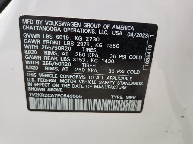 1V2KR2CA7PC549555 - 2023 VOLKSWAGEN ATLAS SE Beyaz fotoğraf 13