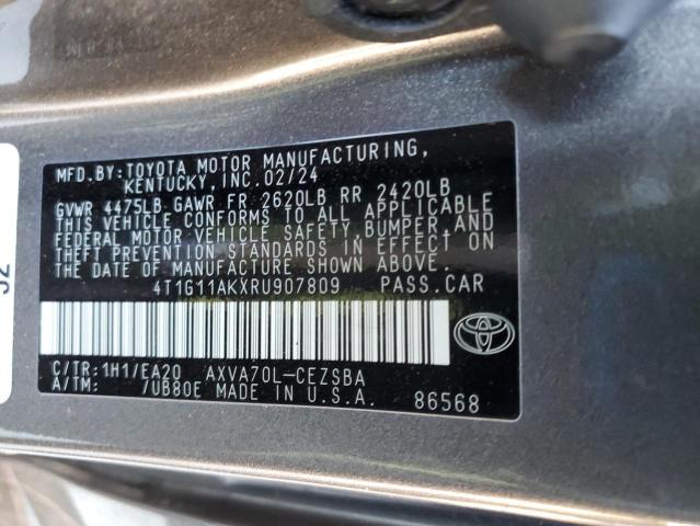 4T1G11AKXRU907809 - 2024 TOYOTA CAMRY SE NIGHT SHADE GRAY photo 13