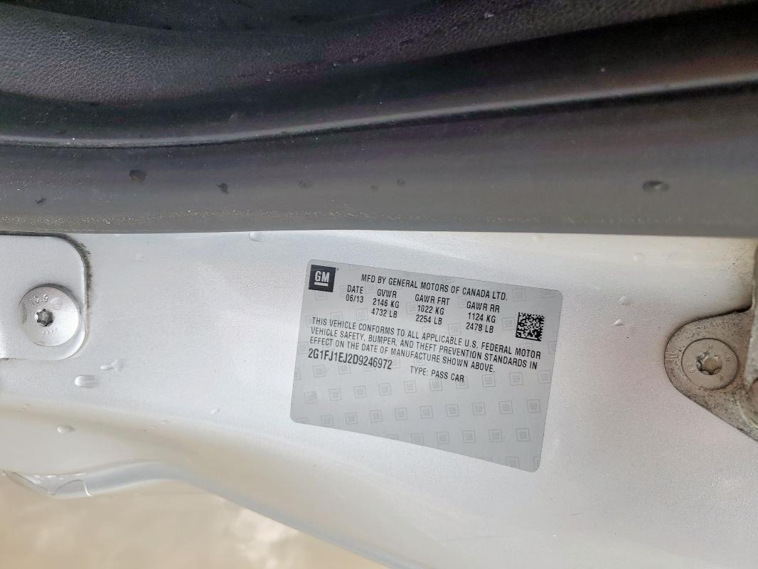 2G1FJ1EJ2D9246972 - 2013 CHEVROLET CAMARO SS ვერცხლისფერი ფოტო 12