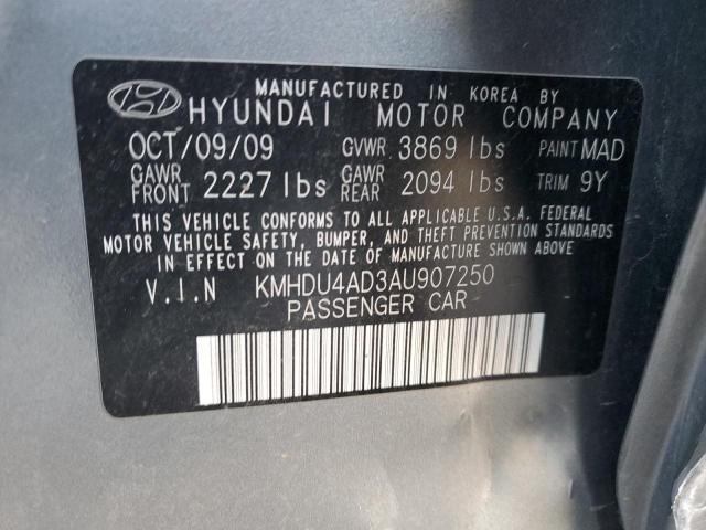 KMHDU4AD3AU907250 - 2010 HYUNDAI ELANTRA BLUE GRAY photo 12