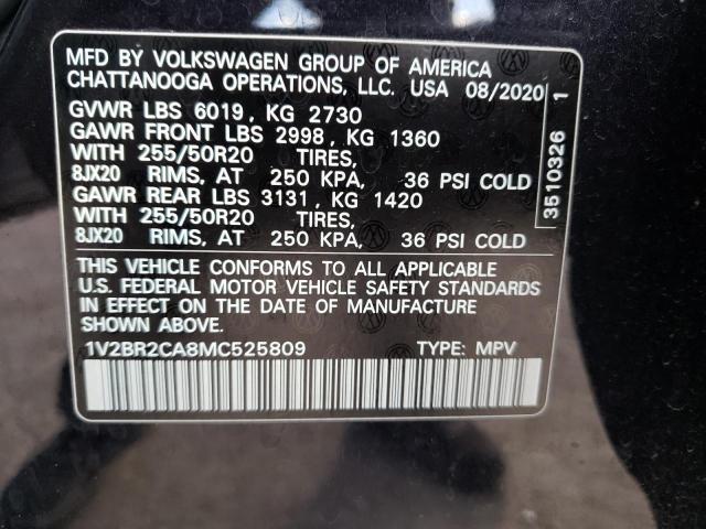 1V2BR2CA8MC525809 - 2021 VOLKSWAGEN ATLAS SEL CHARCOAL photo 14