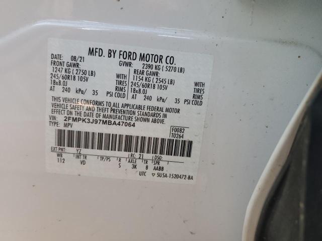 2FMPK3J97MBA47064 - 2021 FORD EDGE SEL WHITE photo 13