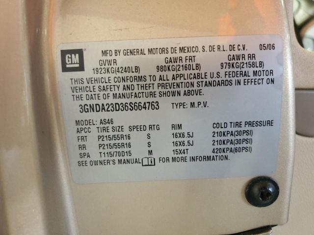 3GNDA23D36S664763 - 2006 CHEVROLET HHR LT GOLD photo 12