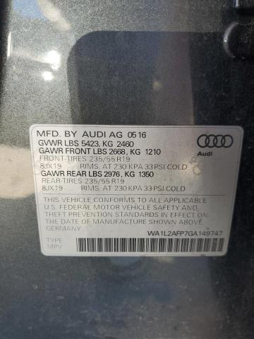 WA1L2AFP7GA149747 - 2016 AUDI Q5 PREMIUM PLUS გრაფიტი ფოტო 13