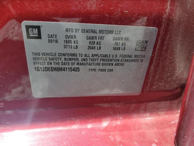 1G1JD6SH8H4115425 - 2017 CHEVROLET SONIC LT Qırmızı foto 12