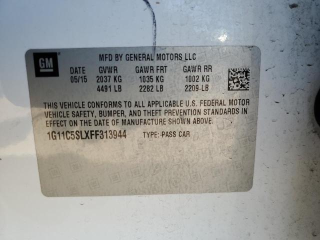 1G11C5SLXFF313944 - 2015 CHEVROLET MALIBU 1LT WHITE photo 12