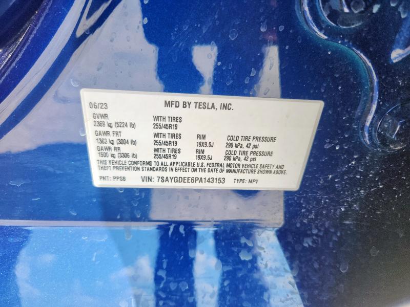 7SAYGDEE6PA143153 - 2023 TESLA MODEL Y 蓝色 照片 13