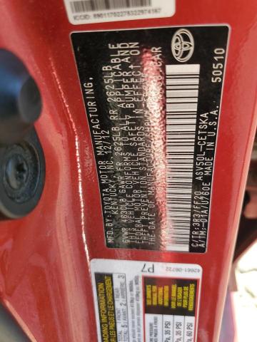 4T1BF1FK2DU638394 - 2013 TOYOTA CAMRY L წითელი ფოტო 12