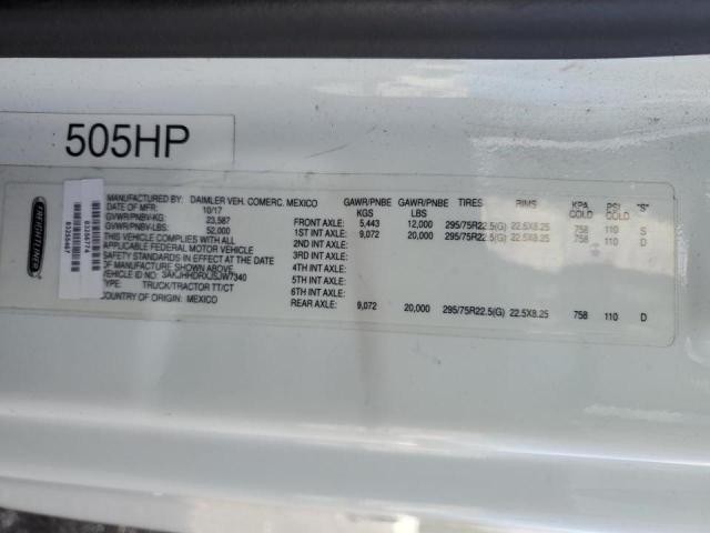 3AKJHHDRXJSJW7340 - 2018 FREIGHTLINER CASCADIA 1 Weiß Foto 10