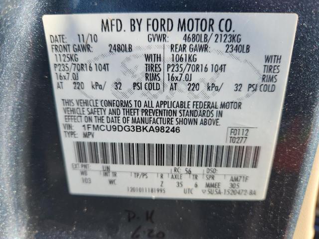 1FMCU9DG3BKA98246 - 2011 FORD ESCAPE XLT TURQUOISE photo 13