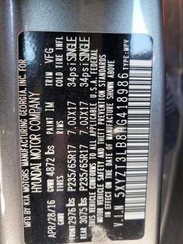 5XYZT3LB8HG418986 - 2017 HYUNDAI SANTA FE S GRAY photo 13