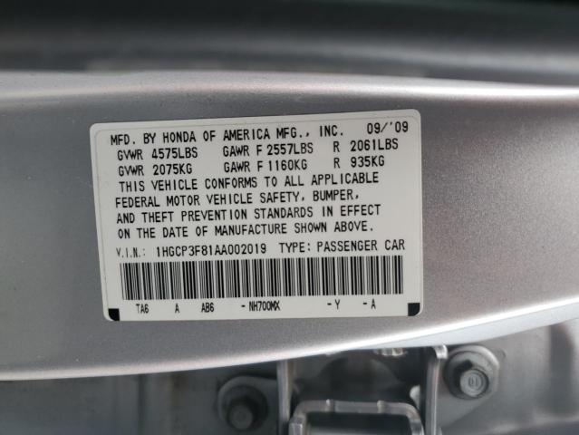 1HGCP3F81AA002019 - 2010 HONDA ACCORD EXL SILVER photo 13
