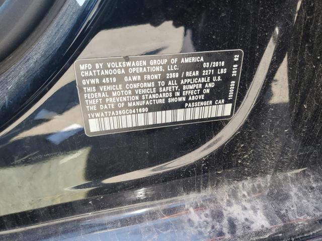 1VWAT7A38GC041690 - 2016 VOLKSWAGEN PASSAT S Սև լուսանկար 12