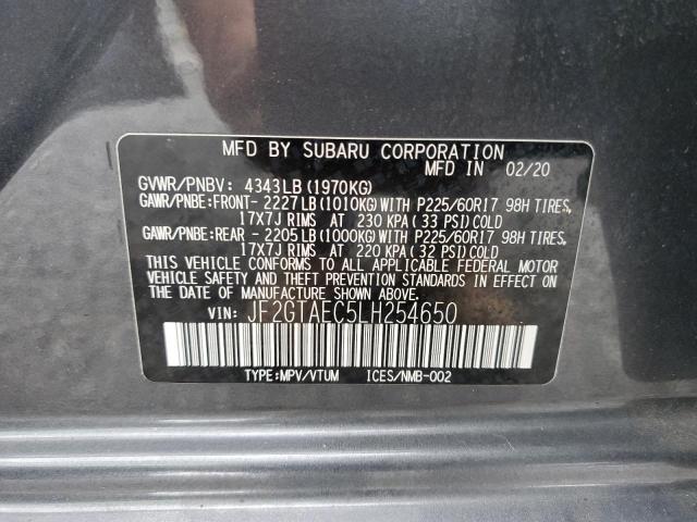 JF2GTAEC5LH254650 - 2020 SUBARU CROSSTREK PREMIUM GRAY photo 14