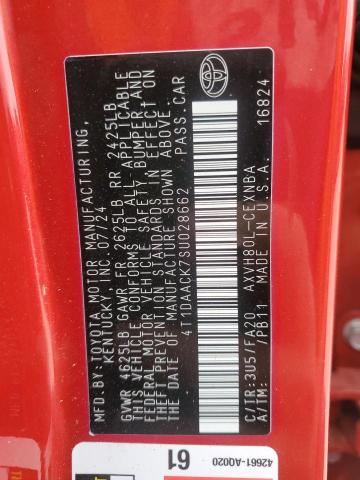 4T1DAACK7SU028662 - 2025 TOYOTA CAMRY XSE RED photo 13