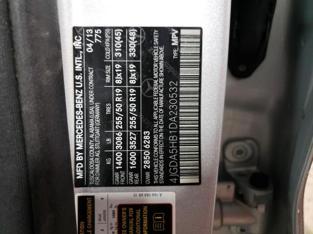 4JGDA5HB1DA230532 - 2013 MERCEDES-BENZ ML 350 4MATIC SILVER photo 12