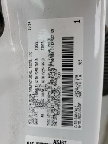 5TFUM5F10FX060539 - 2015 TOYOTA TUNDRA DOUBLE CAB SR/SR5 WHITE photo 12