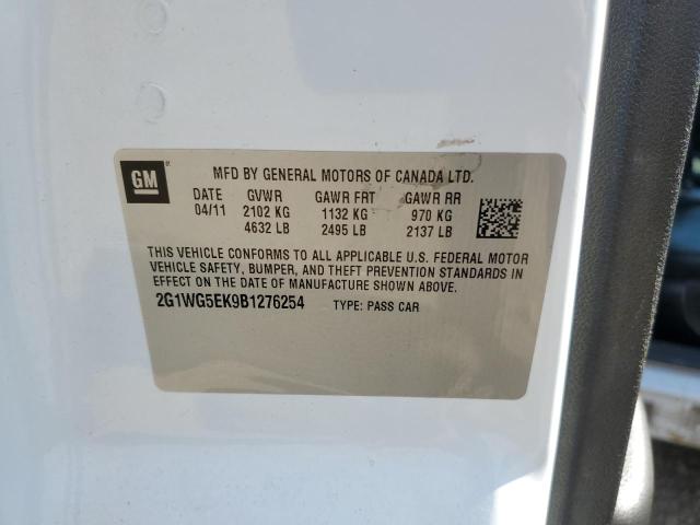 2G1WG5EK9B1276254 - 2011 CHEVROLET IMPALA LT Blanc photo 13