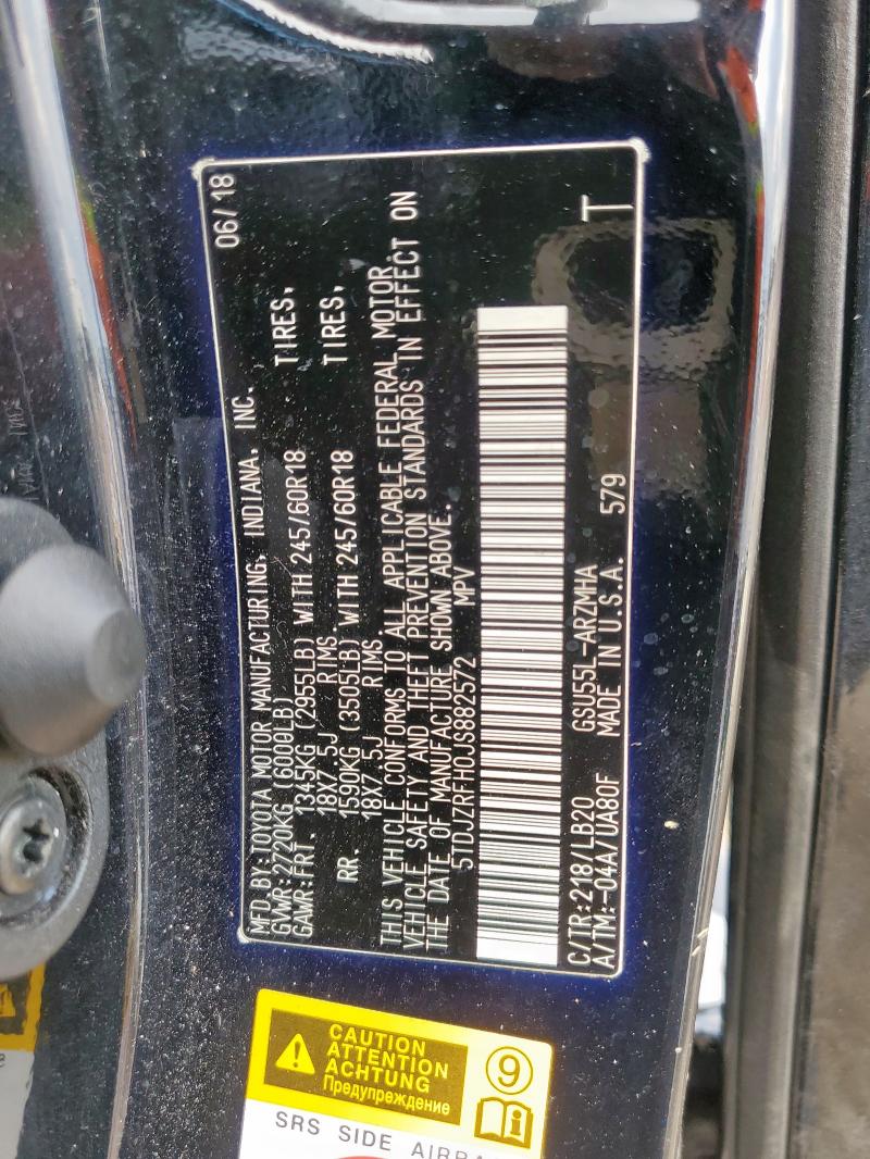 5TDJZRFH0JS882572 - 2018 TOYOTA HIGHLANDER SE Սև լուսանկար 13