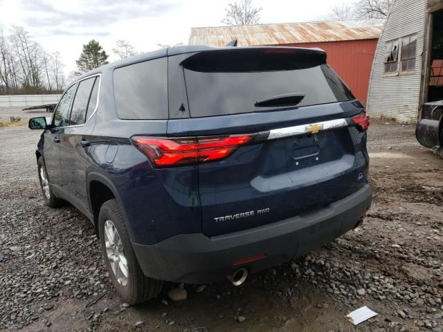 1GNEVLKW0NJ173374 - 2022 CHEVROLET TRAVERSE LS BLUE photo 2