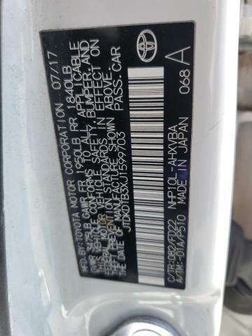 JTDKDTB3XJ1599703 - 2018 TOYOTA PRIUS C Biały zdjęcie 12