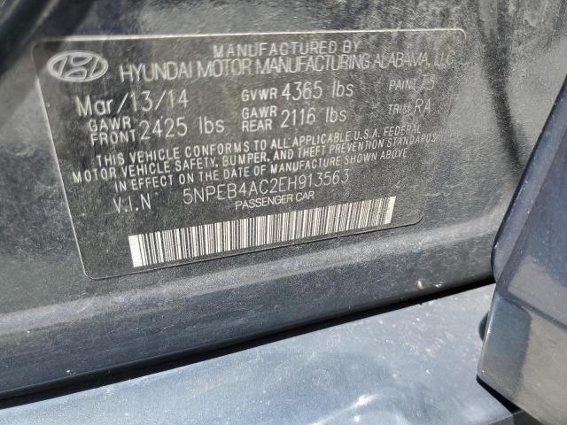 5NPEB4AC2EH913563 - 2014 HYUNDAI SONATA GLS BLUE photo 12