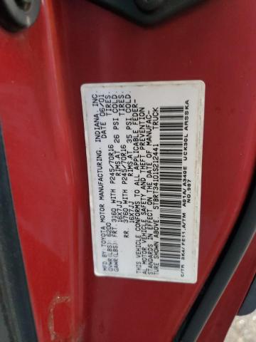 5TBRT34101S212441 - 2001 TOYOTA TUNDRA ACCESS CAB 勃艮第红 照片 12
