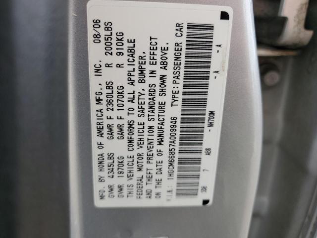 1HGCM66857A009946 - 2007 HONDA ACCORD EX SILVER photo 12