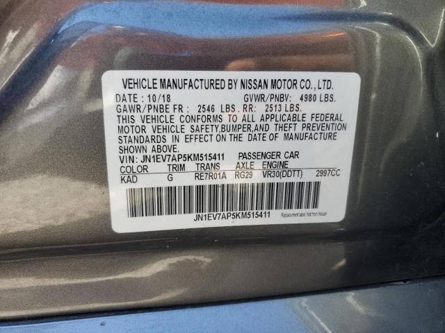 JN1EV7AP5KM515411 - 2019 INFINITI Q50 LUXE GRAY photo 12